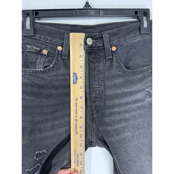 Levis 501 xx Skinny Jeans Womens 27x28 Black Button Fly Denim Distressed Cotton - Picture 13 of 13